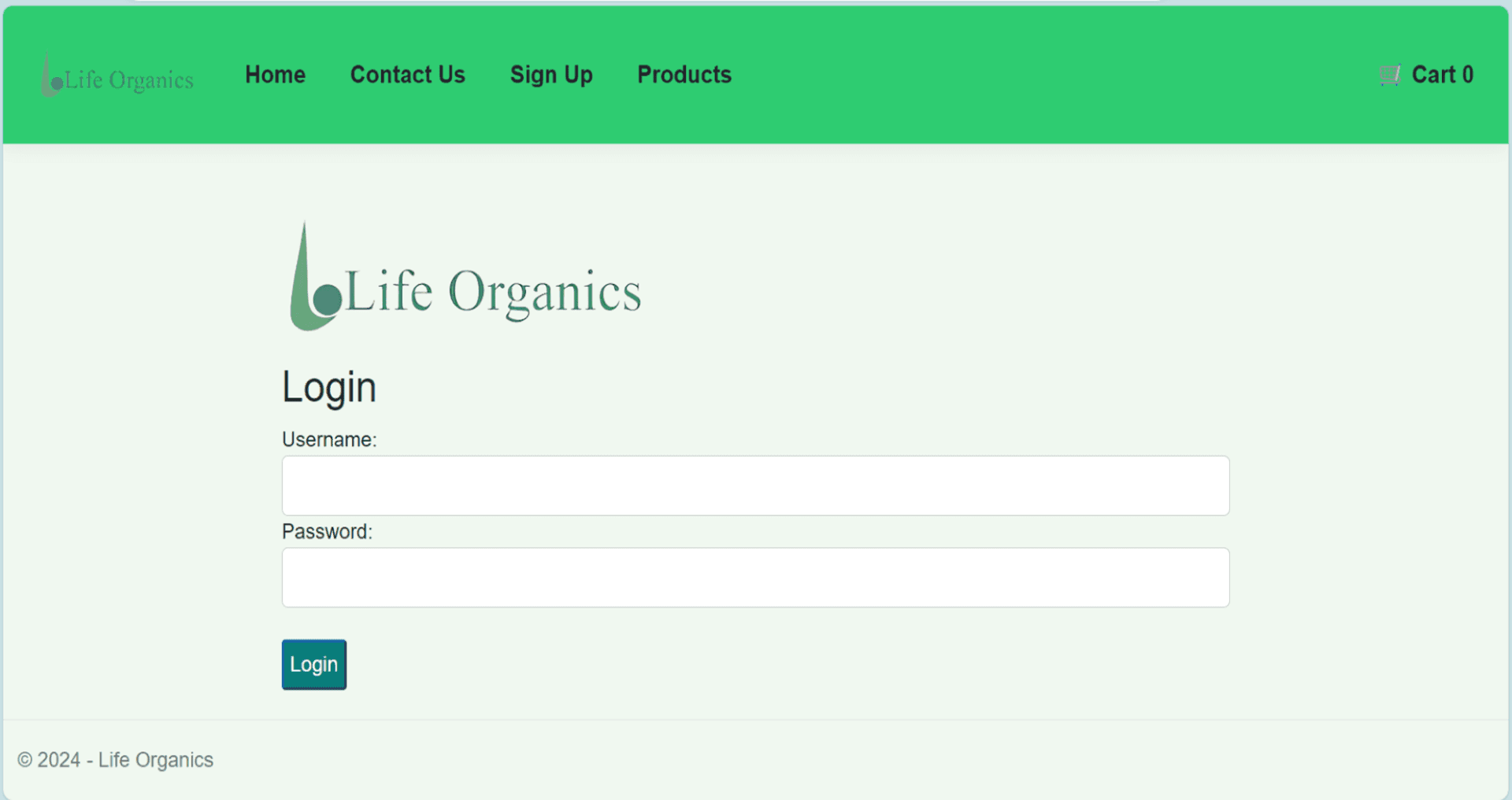 Screenshot of E-commerce Website (Life Organics)